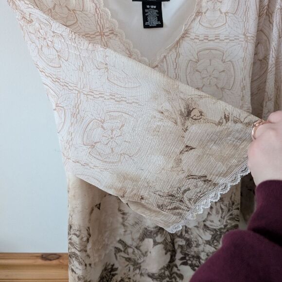 Apostrophe Boho Peasant Floral Cream Top Size 16/18 - Picture 4 of 10